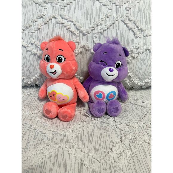 Care Bears Share Bear and Pink Love-a-Lot Bear 10" Stuffed Animal Plush Toy 2021 - Picture 1 of 4